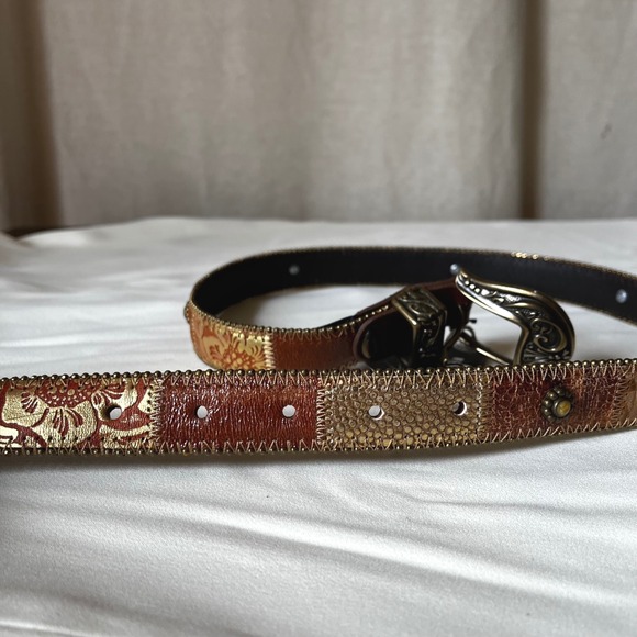 Vintage Nanni Milano Patchwork Leather Belt Size 75/30 NWT Italy - Picture 7 of 9